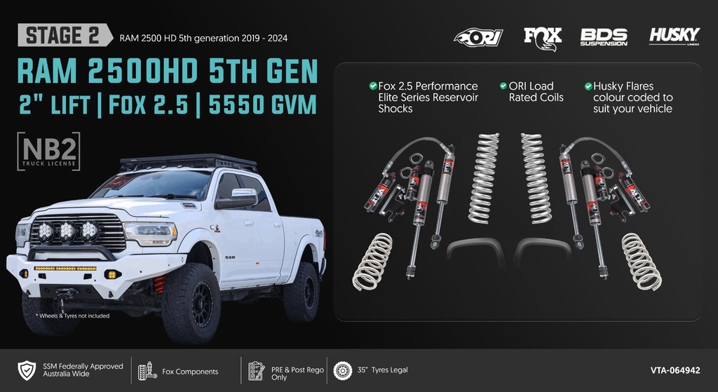 ORI RAM 2500 5th Gen GVM Stage 2: 2in Lift | Fox 2.5 | 5550 