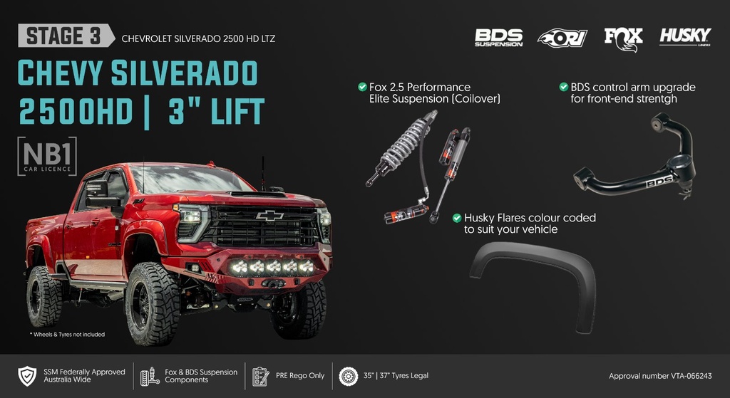 [CHV-2500-STAGE-3-NB1] ORI Chevrolet Silverado 2500HD SSM NB1 Stage 3: The Premium Comfort 3in Coilover Conversion